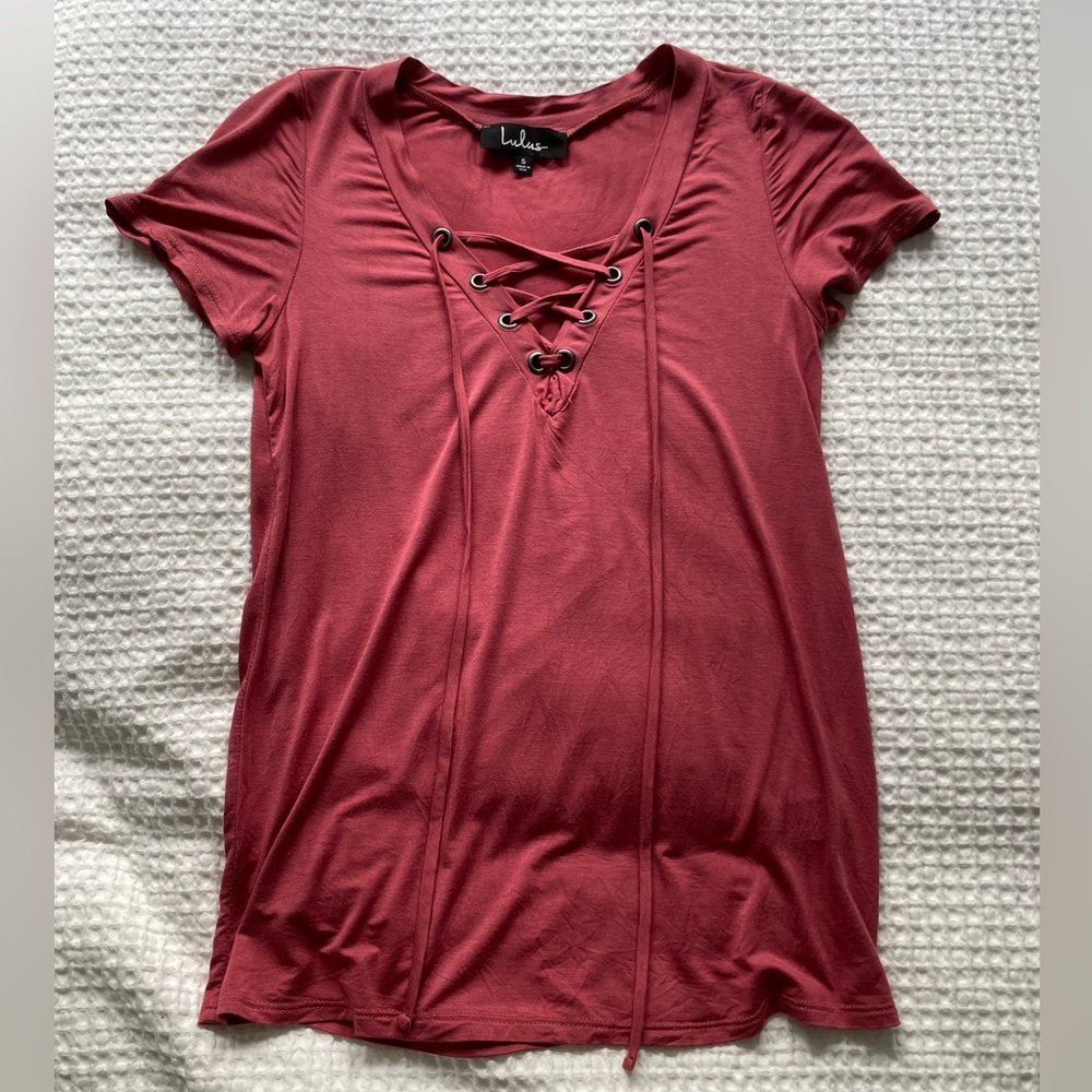 Lulus Short Sleeve Lace Up Tee